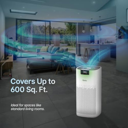 Qubo Smart Air Purifier Q500 for Home by Hero Group | 500 Sqft | 99.99% Allergen Removal |4-Layer True HEPA H13 Filter | 9000 Hrs Filter Life | App & Voice Control | Quiet Night Mode | BLDC Motor|B0CMH9TSVC