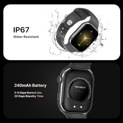 Fire-Boltt Brillia Smart Watch with 51.3mm (2.02 inch) AMOLED Display, Bluetooth Calling, SpO2, Heart Rate Monitoring, 120+ Sports Modes (Brillia, Black)