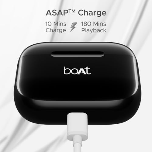 Boat Airdopes 163 in Ear Wireless Earbuds with 40 HRS Battery, Fast Charge, 13mm Drivers, IPX5, Quick Touch Response Control (Active Black)|B0CNRFYLV8
