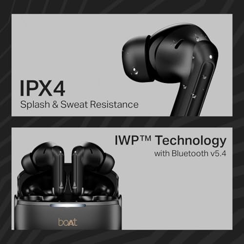 boAt Airdopes 219, 4Mics ENx, 40H Battery, Best in Segment for Calling, Stream Ad Free Music via App Support, Bluetooth Earbuds, TWS Ear Buds Wireless Earphones with mic (Carbon Black)|B0FC2Y3XGV
