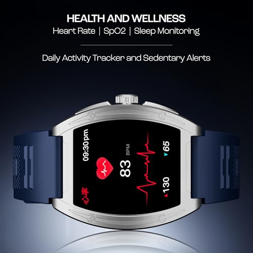 Boat Enigma Ascend Men's Luxury Smart Watch w/ 1.76”(4.47 cm) HD Display, Functional Crown, BT Calling, Upto 5 Days Battery, 100+Sports Modes, 200+Watch Faces, IP68, HR & SPO(Ocean Blue)|B0DFYJTL8X