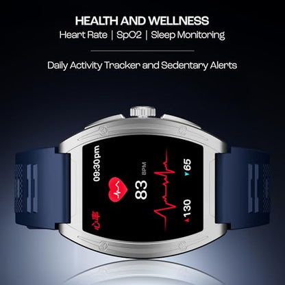 Boat Enigma Ascend Men's Luxury Smart Watch w/ 1.76”(4.47 cm) HD Display, Functional Crown, BT Calling, Upto 5 Days Battery, 100+Sports Modes, 200+Watch Faces, IP68, HR & SPO(Ocean Blue)|B0DFYJTL8X