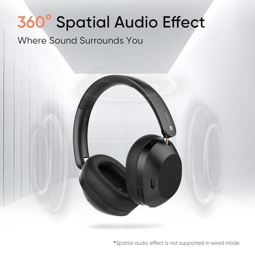 realme TechLife Studio H1 Over The Ear Over Ear Wireless Headphone with 70Hours Playtime 360° Spatial Audio, 40mm Drivers, 80ms Superlow Latency, 43 dB Adaptive ANC-Black|B0DJFHBQH2