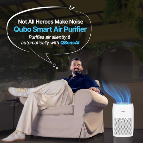Qubo Smart Air Purifier Q500 for Home by Hero Group | 500 Sqft | 99.99% Allergen Removal |4-Layer True HEPA H13 Filter | 9000 Hrs Filter Life | App & Voice Control | Quiet Night Mode | BLDC Motor|B0CMH9TSVC