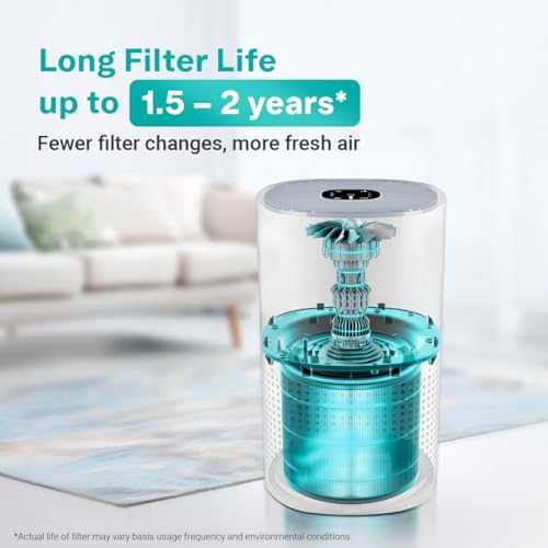 Eureka Forbes 270 Air Purifier for Home |True HEPA H13 Filter & Real-time AQI Indicator |1.5-2 Yrs Filter Life* | Removes 99.97% PM2.5, Dust, Allergens, Bacteria & Pollen| Covers up to 365 Sq.Ft|B0FN45MT9C