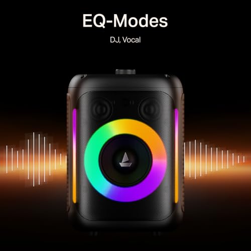 Boat 2025 Launch PartyPal 30, 25W Signature Sound, RGB LEDs, Wired Mic for Karaoke, Up to 6H Battery, TWS Mode, Multi Connect, Bluetooth Speaker, Wireless Speaker, Portable Speaker (Premium Black)|B0FHKQLLGK