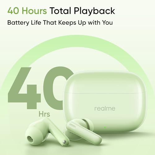 realme Buds T310 True Wireless in-Ear Earbuds with 46dB Hybrid ANC, 360° Spatial Audio, 12.4mm Dynamic Bass Driver, Upto 40Hrs Battery and Fast Charging (Vibrant Black)|B0DBGP48NW