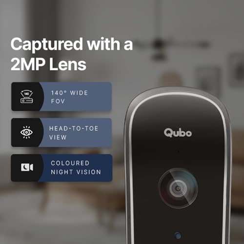Qubo Instaview New Age Video Doorphone from Hero Group | 3MP Video Doorbell Pro 2K + Wireless Home Tab 1296p Resolution | Instant Phone & Tab Visitor Video Call | 2-Way Talk | Chime|B0D1C285WF