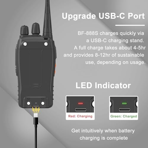 2 Pack BAOFENG BF-888S Walkie Talkie USB-C Charging 16 Channels Ham Radio Upgraded H-888S Two Way Radio for Adult with Earpiece and Programming Cable (Black)|B0DD6RSSP3