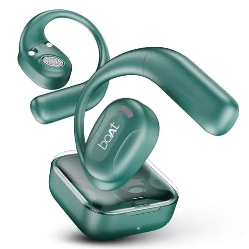 boAt Airdopes Progear Open-Ear Ear Buds for Outdoor Sports W/Air Conduction Tech, in Ear, 4 Mics W/Ai-Enx, 100Hrs Playback, 15Mm Drivers, Secure Fit,Beast Mode W/ 40Ms Latency, ASAP Charge Green - Nalanda Enterprises