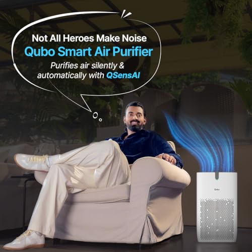 Qubo Smart Air Purifier Q500 for Home by Hero Group | 500 Sqft | 99.99% Allergen Removal |4-Layer True HEPA H13 Filter | 9000 Hrs Filter Life | App & Voice Control | Quiet Night Mode | BLDC Motor|B0CMH9TSVC