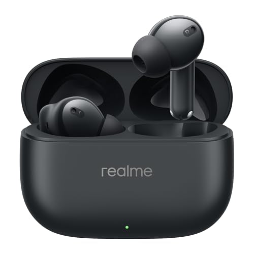 realme Buds T310 True Wireless in-Ear Earbuds with 46dB Hybrid ANC, 360° Spatial Audio, 12.4mm Dynamic Bass Driver, Upto 40Hrs Battery and Fast Charging (Vibrant Black) - Nalanda Enterprises