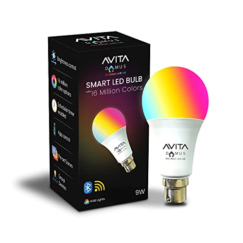 AVITA DOMUS 9W Smart LED Bulb, 16 Million Color options (RGB) + Music Sync, operated through Amazon Alexa & Google Assistant|B09RWY2TW3