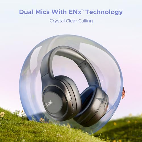 boAt Nirvana Eutopia Bluetooth Over Ear Headphones with Head Tracking Function, Spatial Audio,20 HRS Playtime, Enx™ Tech, ASAP™ Charge, Hearables App(Android & iOS Compatible)(Primia Black)|B0CVRXTRBY