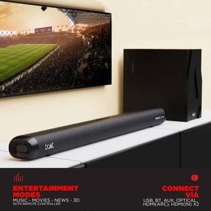 boAt Aavante Bar 4000DA | Powerful 200W Home Theatre Sound, 2.1.2 Channel, Dolby Atmos 3D Technology, Sleek & Minimal Design - Nalanda Enterprises