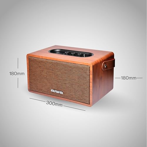Aiwa Bluetooth Speaker with Powerful Bass, Built-in Microphone, Portable Speaker with 10+ Hours Play Time, Type-C Charging, 80W Speaker, TWS Dual-Link Technology | MI-X150 Retro Plus X (Brown)|B09H7B9HGC
