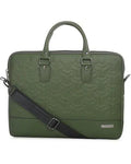 Vaku Luxos® Ramona 15 Inch Laptop Bag Leather Collection Messenger Organizer Shoulder Sling Office Bag for Men & Women With Adjustable Strap for Laptop and MacBook up to 15" (Green)