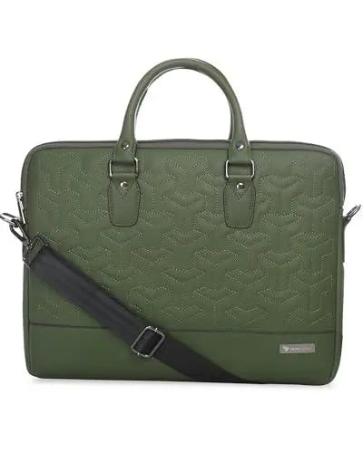 Vaku Luxos® Ramona 15 Inch Laptop Bag Leather Collection Messenger Organizer Shoulder Sling Office Bag for Men & Women With Adjustable Strap for Laptop and MacBook up to 15" (Green) - Nalanda Enterprises