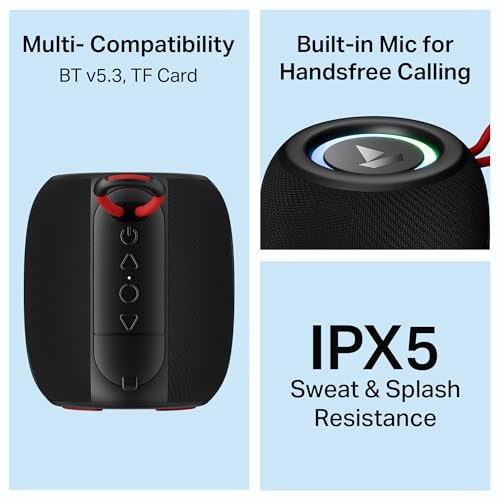 Boat Stone 208 Bluetooth Speaker, 5W Signature Sound, 52MM Drivers, 8H Battery, TWS Feature, Bluetooth Speaker, Wireless Speaker, Portable Speaker (Raging Black)|B0FNMSD44Y