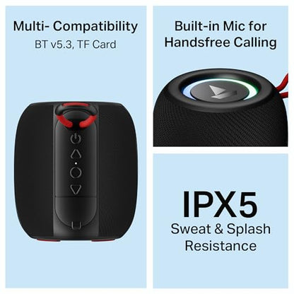 Boat Stone 208 Bluetooth Speaker, 5W Signature Sound, 52MM Drivers, 8H Battery, TWS Feature, Bluetooth Speaker, Wireless Speaker, Portable Speaker (Raging Black)|B0FNMSD44Y