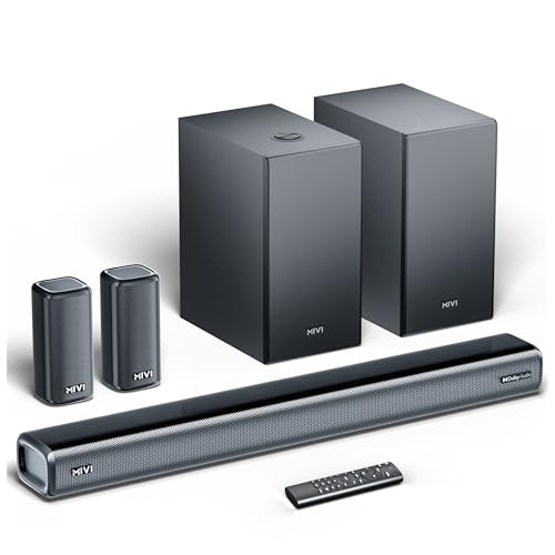 Mivi Cinematic Nex 900 Dolby Audio Soundbar (New Launch)| 900W Signature Sound | 5.2 Channel Home Theatre System with Dual Subwoofers and Satellites | Nex Surround Sphere Tech | Bluetooth v5.3 - Nalanda Enterprises