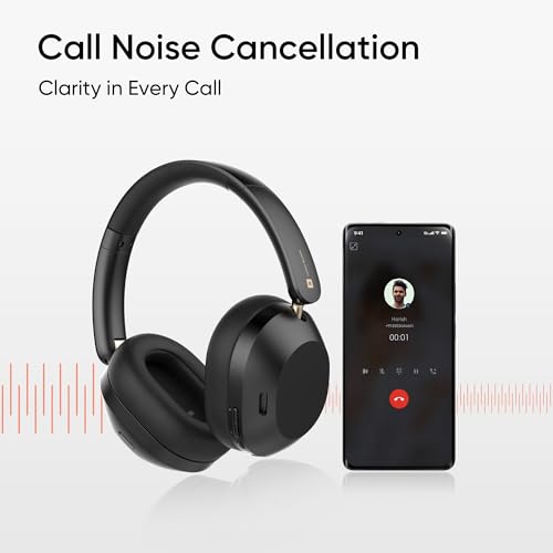 realme TechLife Studio H1 Over The Ear Over Ear Wireless Headphone with 70Hours Playtime 360° Spatial Audio, 40mm Drivers, 80ms Superlow Latency, 43 dB Adaptive ANC-Black|B0DJFHBQH2