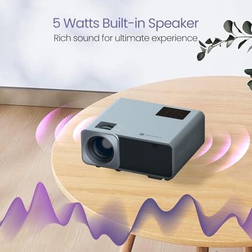 Portronics Beem 450 Smart LED Projector with 1080p Full HD Resolution, Built-in Streaming Apps (Netflix, Prime Video, Hotstar), 4000 Lumens, Screen Mirroring, 5 Watt Speaker (Grey) - Nalanda Enterprises