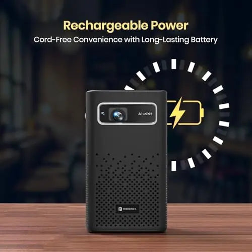 Portronics Pico 13 Rechargeable Smart Projector with Android Based OS, 4K Support, Streaming Apps (Netflix, Prime Video, Hotstar), 3500 Lumens, Keystone Correction, 10 W Speaker, Wi-fi, Bluetooth - Nalanda Enterprises