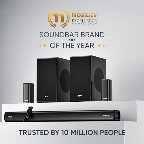 Mivi Nex 900 Dolby Audio Soundbar (New Launch)| 900W Signature Sound | 5.2 Channel Home Theatre System with Dual Subwoofers and Satellites | Nex Surround Sphere Tech | Bluetooth v5.3|B0G3B2V7TB