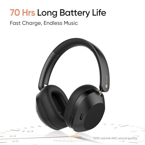 realme TechLife Studio H1 Over The Ear Over Ear Wireless Headphone with 70Hours Playtime 360° Spatial Audio, 40mm Drivers, 80ms Superlow Latency, 43 dB Adaptive ANC-Black|B0DJFHBQH2