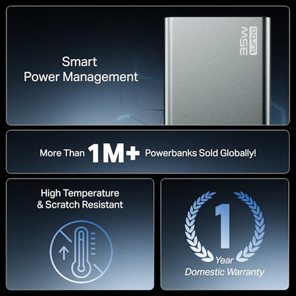 boAt Energyshroom PB435 20000 mAh 35W Super Fast Charging Power Bank, Smart 12 Layer Protection (4X Output Ports, Supports Android, iPhone, Tablets, Earbuds, etc.) (Navy Blue)|B0F48HHWKX