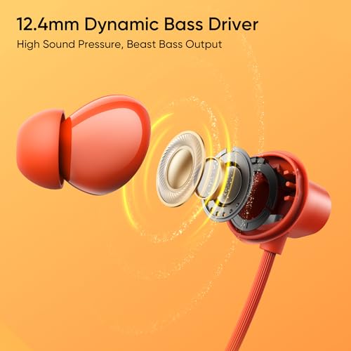 realme Buds Wireless 5 Lite in Ear Bluetooth Neckband with 12.4 mm Dynamic Bass Boost Driver,Upto 35 Hours Playback,45ms Low Latency,IP55 Dust & Water Resistant, Bluetooth V5.4 (Void Black)|B0FC1SFX45