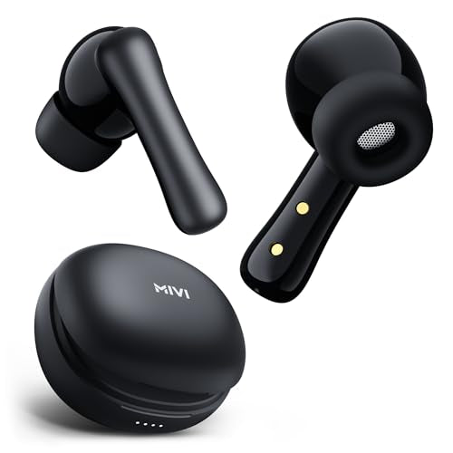 Mivi DuoPods i2 True Wireless Earbuds - 45H+ Playtime, HD Calls, Fast Charging, 13mm Bass Drivers, IPX4 Sweatproof, v5.3 Bluetooth in Ear Ear Buds Wireless, Made in India|B0CRTRNR2L