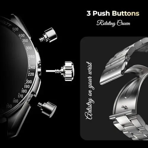 Fire-Boltt Moonwatch 36.3mm (1.43 inch) AMOLED Display, Wireless Charging, Metallic Frame, Stainless Steel Luxury Straps, Complete Health Suite, Bluetooth Calling, Sports Modes - Nalanda Enterprises