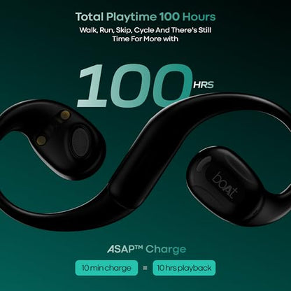 boAt Airdopes Progear Open-Ear Ear Buds for Outdoor Sports W/Air Conduction Tech,in Ear,4 Mics W/Ai-Enx, 100Hrs Playback,15Mm Drivers, Secure Fit,Beast Mode W/ 40Ms Latency, ASAP Charge(Active Black) - Nalanda Enterprises