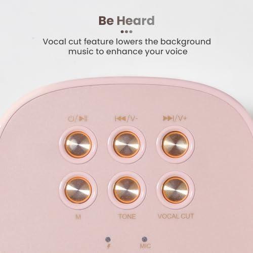 Toreto Jukebox Wireless Bluetooth Speaker 10W with Wireless Karaoke MIc IVoice Changing Feature | Deep Bass I USB I TWS I AUX I Outdoor Speaker with Carrying Strap (Pink) - Nalanda Enterprises