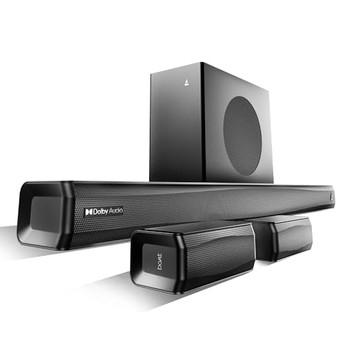Boat 2025 Launch Aavante Prime 5.1 7050D, Dolby Audio, 700W Signature Sound, 5.1CH with Wireless Subwoofer & Wireless Satellites, Bluetooth Sound bar, Home Theatre Soundbar Speaker (Premium Black) - Nalanda Enterprises