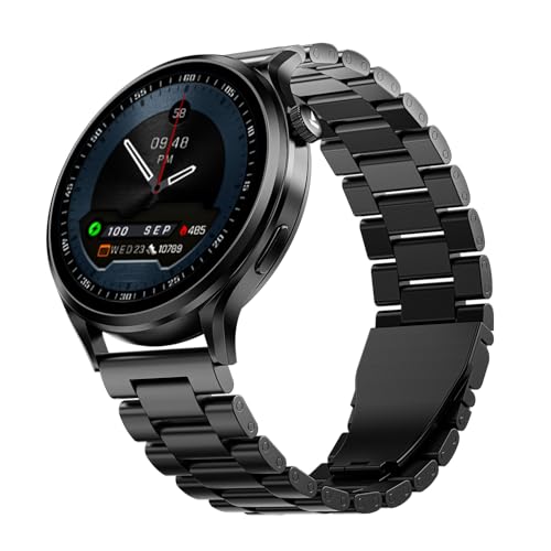 Boat Lunar Discovery Pro, 1.39" HD Display, Metal Body, QR Tray, Emergency SOS, Functional Crown, Multiple Sports Modes, HR,SpO2 & Sleep Tracking, Smart Watches for Men & Women (Steel Black) - Nalanda Enterprises