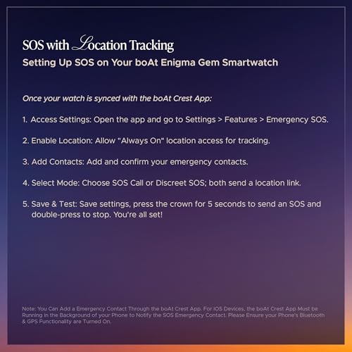 Boat Enigma Gem Women's Luxury Smart Watch w/ 1.19” (3.02cm) AMOLED Display, Emergency SOS Live Location Sharing, Female Wellness, Watch Face Studio, BT Calling, Watch for Woman (Metallic Black)|B0DFYJWHRC