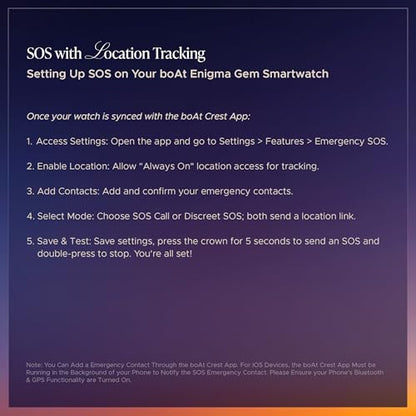 Boat Enigma Gem Women's Luxury Smart Watch w/ 1.19” (3.02cm) AMOLED Display, Emergency SOS Live Location Sharing, Female Wellness, Watch Face Studio, BT Calling, Watch for Woman (Metallic Black)|B0DFYJWHRC
