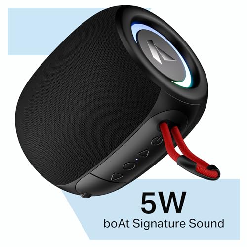Boat Stone 208 Bluetooth Speaker, 5W Signature Sound, 52MM Drivers, 8H Battery, TWS Feature, Bluetooth Speaker, Wireless Speaker, Portable Speaker (Raging Black)|B0FNMSD44Y