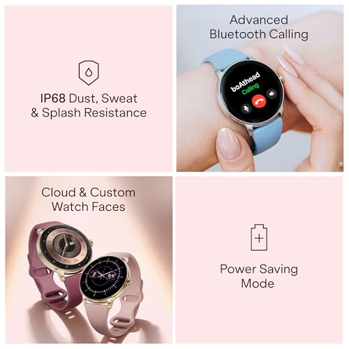 Boat Chrome Iris Fashion Smart Watch for Women - Elegant Ultra-Sleek Dial, Light-Weight Metal Body, 1.32" AMOLED Display, 1000 Nits, AOD, Female Wellness Tracking Watch for Woman (Velvet Wine)|B0G1MQNMW4