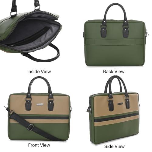 Vaku Luxos® MILAN 14 Inch Laptop Bag Leather Collection Messenger Organizer Shoulder Sling Office Bag for Men Women With Adjustable Strap for Laptop