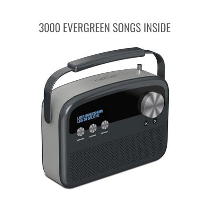 Saregama Carvaan Lite Hindi - Portable Music Player with 3000 Pre-Loaded Evergreen Songs, FM/BT/AUX (Graphite Grey) - Nalanda Enterprises