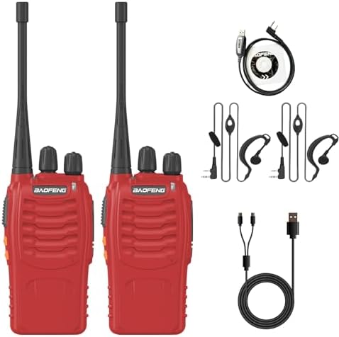 2 Pack BAOFENG BF-888S Walkie Talkie USB-C Charging 16 Channels Ham Radio Upgraded H-888S Two Way Radio for Adult with Earpiece and Programming Cable (Black)|B0DD6RSSP3