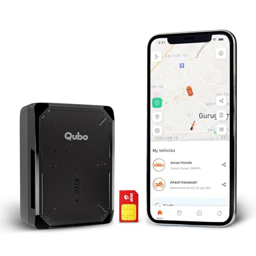 Qubo Wireless GPS Tracker from Hero Group | Free 4G SIM & 12 Months Recharge + 1 Year Cloud Subscription | Voice Monitoring | 10000 mAh Battery | Ride Start & Geo Fence Alerts | For Car, Bike, & Truck - Nalanda Enterprises