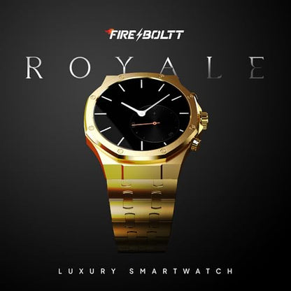 Fire-Boltt Royale Luxury Stainless Steel Smart Watch 36.32mm (1.43 inch) AMOLED Display, Always On, 750 NITS Peak Brightness 466 * 466 px Resolution. Bluetooth Calling, IP67, 75Hz Refresh Rate (Gold)|B0CH8N4XH2