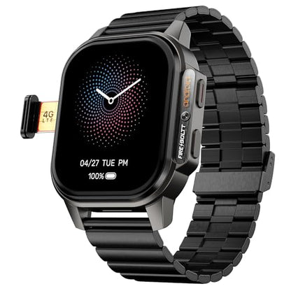 Fire-Boltt Snapp Smart Watch, Selfie Camera, 4G Nano-SIM Slot, 54.1mm AMOLED Display, Play Store- Unlimited apps, 1000mAh Battery, 2GB/4GB RAM + 16GB/64GB ROM (Jet Black Luxe)|B0D6BT12G8