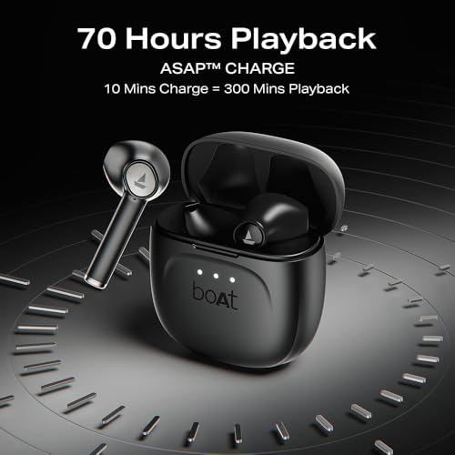 Boat Airdopes 131 Gen 2, 13mm Drivers, 70H Battery, ENx Tech, Beast Mode 45 ms Low Latency, ASAP Charge, Bluetooth Earbuds, TWS Ear Buds Wireless Earphones with mic (Carbon Black)|B0FPLP7SMZ