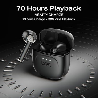 Boat Airdopes 131 Gen 2, 13mm Drivers, 70H Battery, ENx Tech, Beast Mode 45 ms Low Latency, ASAP Charge, Bluetooth Earbuds, TWS Ear Buds Wireless Earphones with mic (Carbon Black)|B0FPLP7SMZ